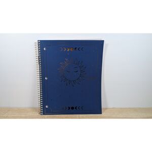 Five Star Sun & Moon Design Spiral Notebook, 1 Subject, 120 Pages Navy Blue, New